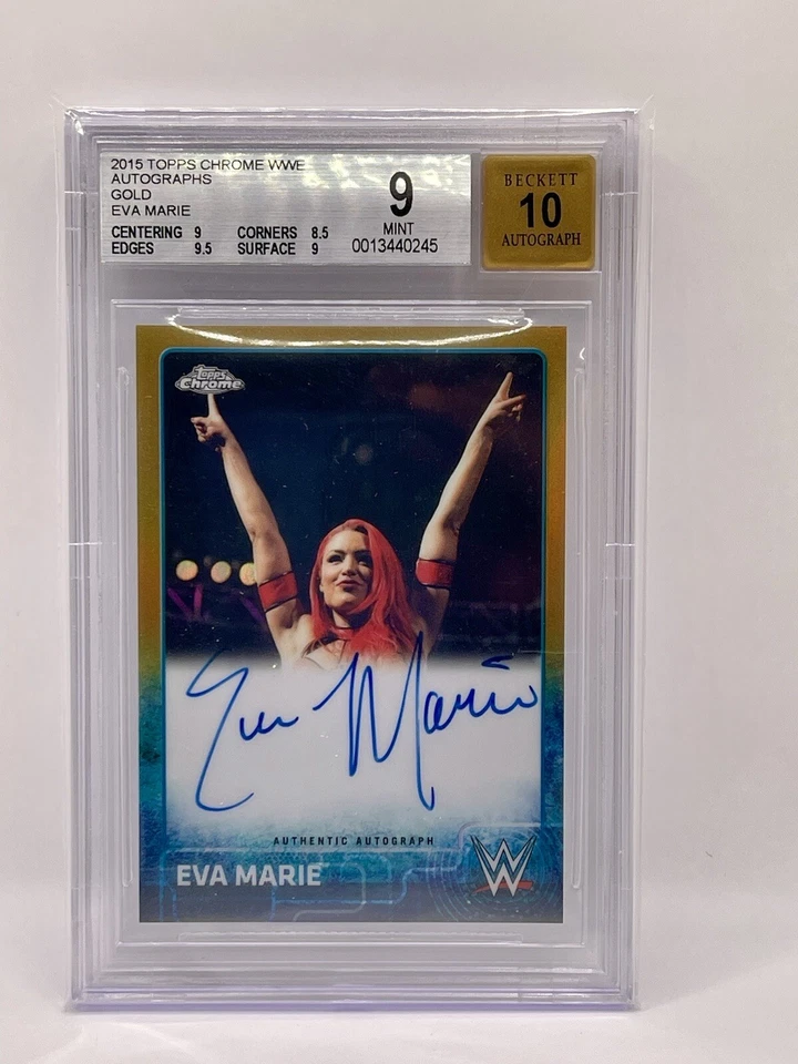 2015 Topps Chrome WWE Eva Marie Autograph Gold Refractor 7/10 - BGS 9 Auto 10 - Image 1 of 1