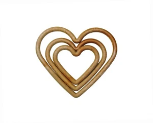 Pack of 15 Small Medium Large WOOD EFFECT Heart Shape Macrame Frame Rings S7831 - Picture 1 of 2