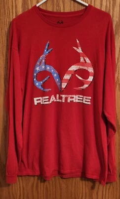 Camiseta Realtree Manga Larga Roja, Blanca y Azul Talla XLG Foto 1 de 4