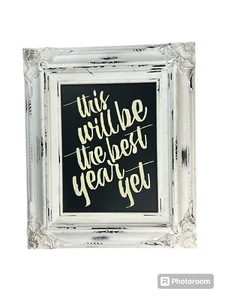 White Vintage Distressed Wooden Chalkboard Frame Country Western Victorian - Picture 1 of 7