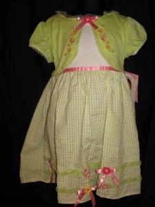 Youngland's Green Pink Little Girls Party Church Dress NWT Sz 4T - Picture 1 of 3