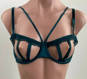 Victoria’s Secret Very Sexy Strappy Underwire Balconet Bra Green Size 32DD NWT - Picture 1 of 8