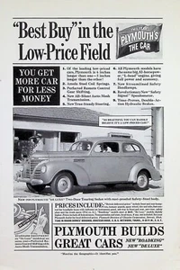 VINTAGE 1930s Print Ad ~ 1939 Plymouth De Luxe ~ Best Buy In The Low-Price Field - Picture 1 of 1