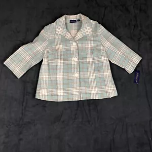 Chaqueta Blazer Pendleton a Cuadros Azulado Verde Azulado Abotonada Para Mujer Mediana Pequeña Nueva con Etiquetas - Imagen 1 de 10