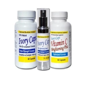 Ivory Caps Skin Whitening Glutathione & Vitamin C Brightening Pills With Cream - Picture 1 of 6
