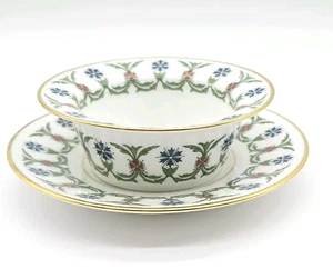 T & V Limoges Mayonnaise Dish Finger Bowl Ramekin with Underplate France - Imagen 1 de 13
