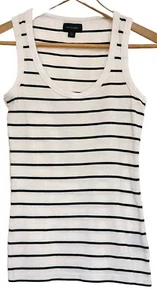 WITCHERY Tank/Singlet TOP Sleeveless B&W White Striped 100% Cotton Knit Size S - Picture 1 of 5