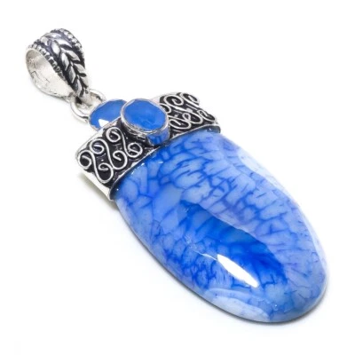 Colgante de piedras preciosas hechas a mano de topacio hidro de calcita tamaño 2,5 pulgadas Foto 1 de 3