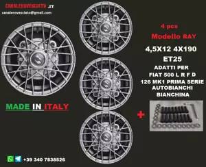 Cerchi lega 12 RAY CHROME Fiat 500 D L F R epoca OLD 4x190 borrani raggi - Imagen 1 de 10