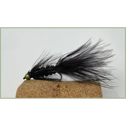 TROUTFLIES UK Woolly Bugger Forellenfliegen, 6 x Black Goldhead Woolly Buggers, Größenwahl