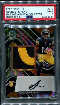 George Pickens -- PSA 9 -- Neon Splatter /8 -- 2022 Spectra Rookie Patch Auto - Image 1 of 2