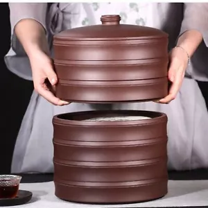 Chinese Tea Cainster With Lid Real Yixing Zisha Jar For Pu'er Tea Cake Storage - Picture 1 of 15
