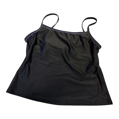 速比涛 Tankini 游泳上衣女式 12 黑色带紫色管子内置文胸 — 第 1/4 张图片