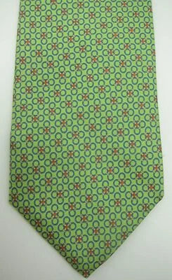 NEW $100 Peter Blair Light Green With Blue Circles and Red Silk Tie Made in USA - Image 1 of 4