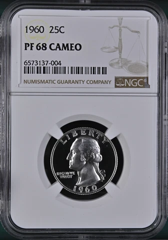 1960-P S25C WASHINGTON QUARTER NGC ULTRA SUPERB PF 68 CAMEO RARE R3 HIGH GRADES Cover