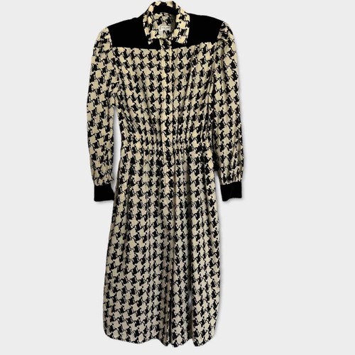 Abito vintage Celine Paris anni '80 manica puff in sgabello di segugio designer classico