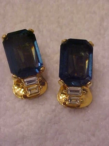 Vintage ~ CHR. Dior ~ faszinierende ~ blaue & klare Strass ~ atemberaubende Clip-On Ohrringe - Bild 1 von 2