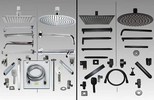 Duscharmatur Regendusche Dusche Duschkopf Duscharmaturen Schwarz Matt Edelstahl - Bild 1 von 67