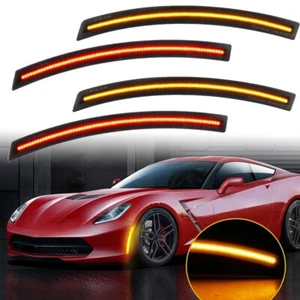 4 PIEZAS Para Chevy Corvette C7 2014-2019 LED Luz de Marcador Lateral Lámpara Rojo Ámbar - Imagen 1 de 9