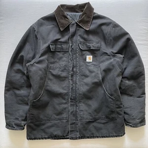 Giacca Carhartt vintage nera trapuntata foderata tela 2XL lavoro invecchiato sbiadito - Foto 1 di 14