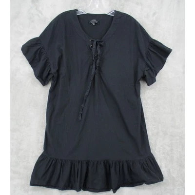 Vestido Lucky Brand Mediano Con Cordones Volantes Mini Relajado Boho Ligero Corbata Negra Foto 1 de 4