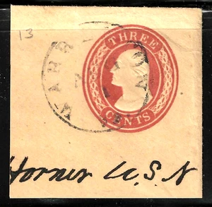 Untyped 3 Cent Washington Postal Stationary Corner 1853-1855 US 81Ba22 - Picture 1 of 2