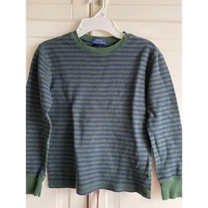 Ralph Lauren Boy's Size 8 Green Blue Striped Long Sleeve Top - Picture 1 of 4