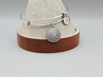 Alex & Ani Silver " Initial M Monogram " Vintage Silver Charm Bangle Bracelet ✨️ - Image 1 of 4