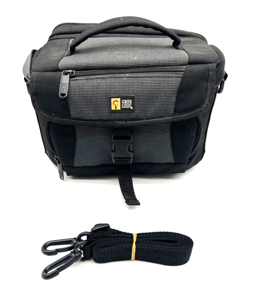 VTG Case Logic Padded Camera Bag Black/Gray Shoulder Strap 4-Pockets 10x7x7" VGC - Image 1 of 4