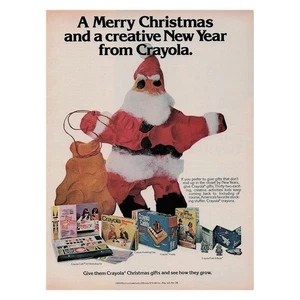 Crayola Crayons Santa Merry Christmas Vintage Magazine Print Ad 1979 - Picture 1 of 1