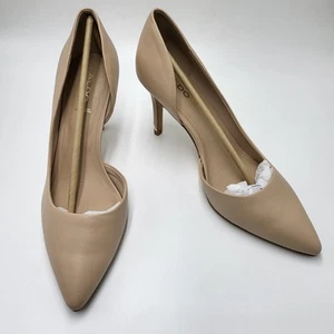 ALDO womens 10 Vralg Nude D'orsay Gold Tip Pumps - Picture 1 of 7