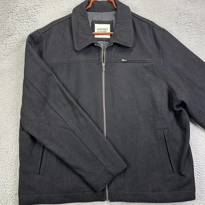 Chaqueta Old Navy Cremallera Completa Para Hombres 2XL Negra Lana Mezcla Nylon Manga Larga Cuello Foto 1 de 4
