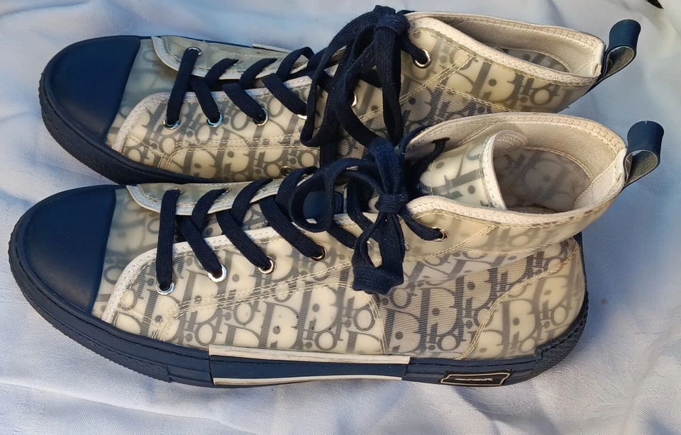 Blue DIOR B-23 Oblique Men's High Top Sneakers, size US 12, EUR 46, Italy - Image 1 of 4