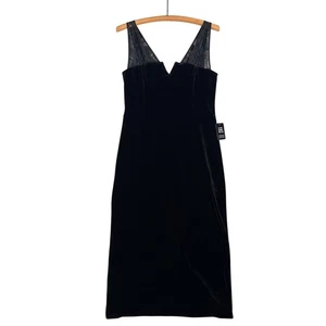 Neu mit Etikett Express schwarzes Samt-Etuikleid Damengröße M Spitzendetail V-Ausschnitt Kleid $ 99 - Bild 1 von 12