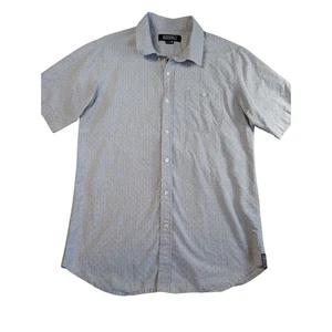 Ezekiel 100% Cotton Button Down Mens Shirt Size M Short Sleeve Silver - Picture 1 of 8