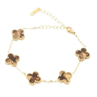 Armband vergoldet - Kleeblatt Muscheloptik Bronze - Bild 1 von 2