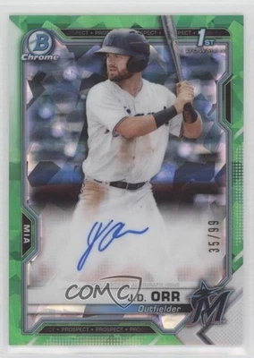 2021 Bowman Chrome Prospect HTA Green Atomic Refractor /99 JD Orr #CPA-JO Auto - Image 1 of 2