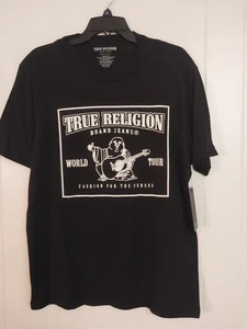 True Religion schwarz Large Buddha Rundhalsausschnitt T-Shirt für Herren, Stil # 107103 neu mit Etikett - Bild 1 von 6