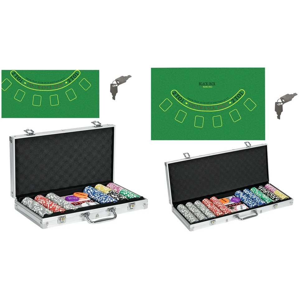 SPORTNOW Set Poker per 8 Giocatori, 2 Mazzi di Carte e 5 Dadi - Immagine 1 di 1