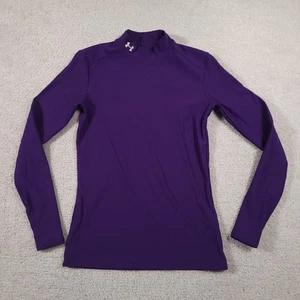 Under Armour ColdGear Mock Neck Fitted Shirt Women's Medium Purple Activewear - Picture 1 of 13