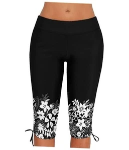 Womens Plus Size Rash Guard Capris High Waist Swimwear Bottoms Long Swim - Picture 1 of 4