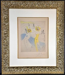 DALI The Hippies Flor Mujer en Piano Sig Número Grabado ARTE Surrealista - Imagen 1 de 5