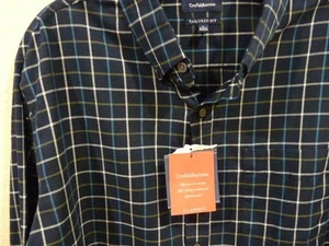 Croft & Barrow Classics Navy Plaid Tailored Fit Long Sleeve Men's Shirt L NWT - Picture 1 of 3