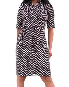 Charter Club Button Down Dress Brown Womens Size Medium With Belt Stretchy - Picture 1 of 10