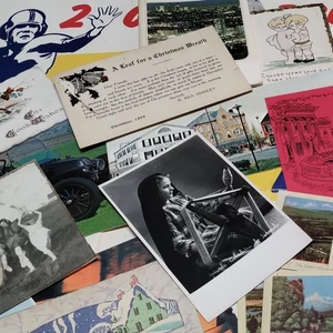 Vintage Ephemera Lot of 50 Photos Poster Postcards Valentines Advertisements - Picture 1 of 22