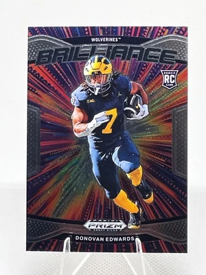 Panini Prizm Draft Picks 2025 Donovan Edwards RC #6 Brilliance Michigan Rookie Foto 1 de 3