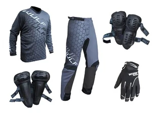 Adult MX Wulfsport 2025 CONNECT Motocross Shirt Pant Glove Pads Black Set #9 - Picture 1 of 4
