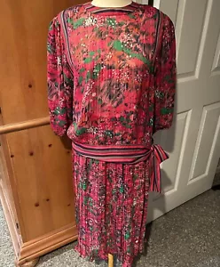 Vintage Boho Diane Freis Two Piece Long Metallic Dress Skirt Fries Size M-L - Picture 1 of 10
