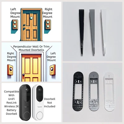 VARIETYBYSKL ReoLink Wireless 2K Battery Video Doorbell Compatible Angle Wedge Mount