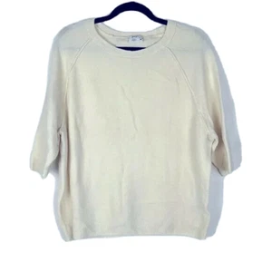 DKNY Short Sleeve Tan Sweater Shirt Round Neck Women's Size Medium - Picture 1 of 7
